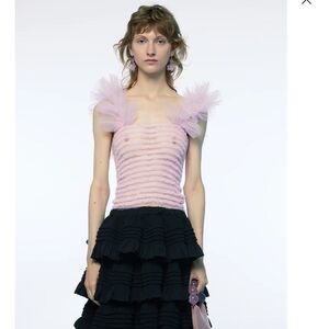 Pink and Black Ruffled Dress